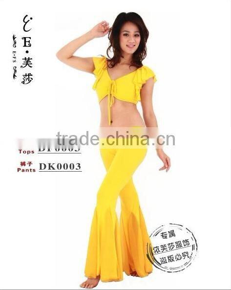 Trendy Yellow GOld Short Sleeve 100% Cotton Dance Trainin g Wear tops