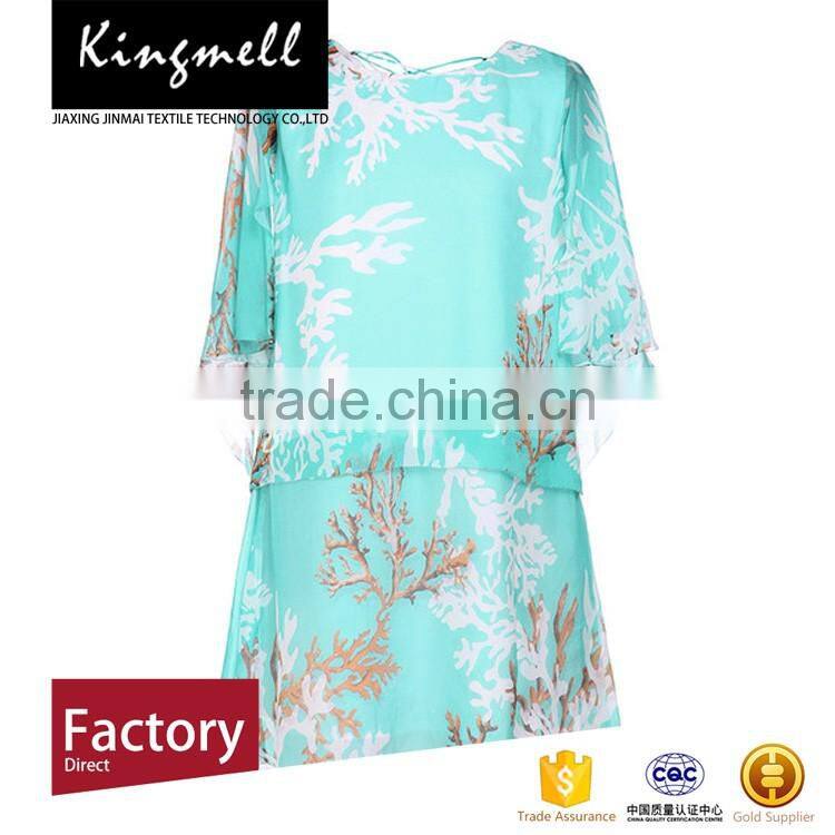 Factory direct custom green digital printed silk chiffon fabric for dress