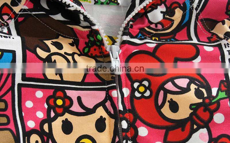 OEM 100% cotton allover full printing zipper hoody for chidren and kids