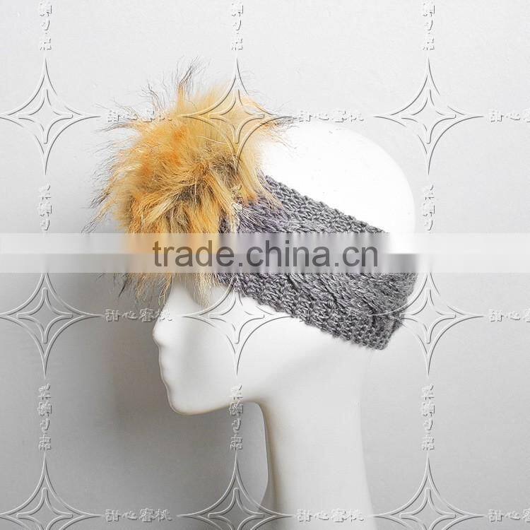2015 Europe style knitting faux fur lady head Decorative hat faux fur cap for woman