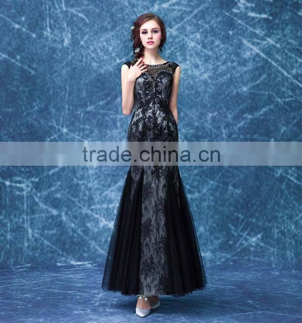 one piece black lace bridal sleeveless party dress china