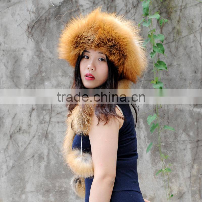 CX-C-175D Grey Fashionable Women Warm Genuine Fox Fur Women Hat