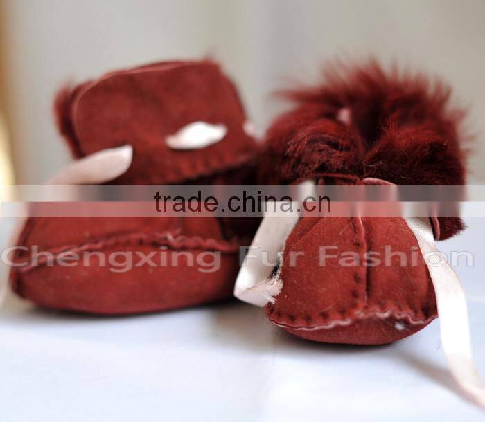 CX-SHOES-01 Warm Soft Genuine Sheep Skin Fur Baby Shoe