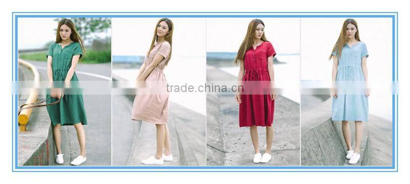 New fashion casual linen dresses women summer of good quality