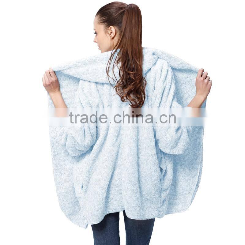 2016 Spring Fashion Oversized Fleece Cardigan Women Two-Tone Open Front Shrug Cardigan polar jacket With Hood And Pocket