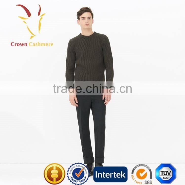 Men Handmade Crew Neck Tight Pullover Sweater