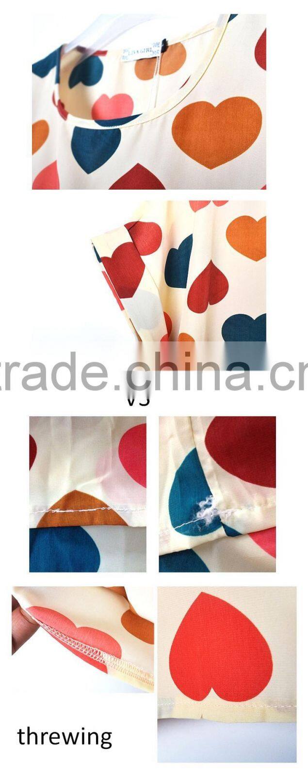 Hot Sale European style plus size batwing sleeves printing Chiffon Blouse shirt for women , Casual Chiffon Blouse &tops