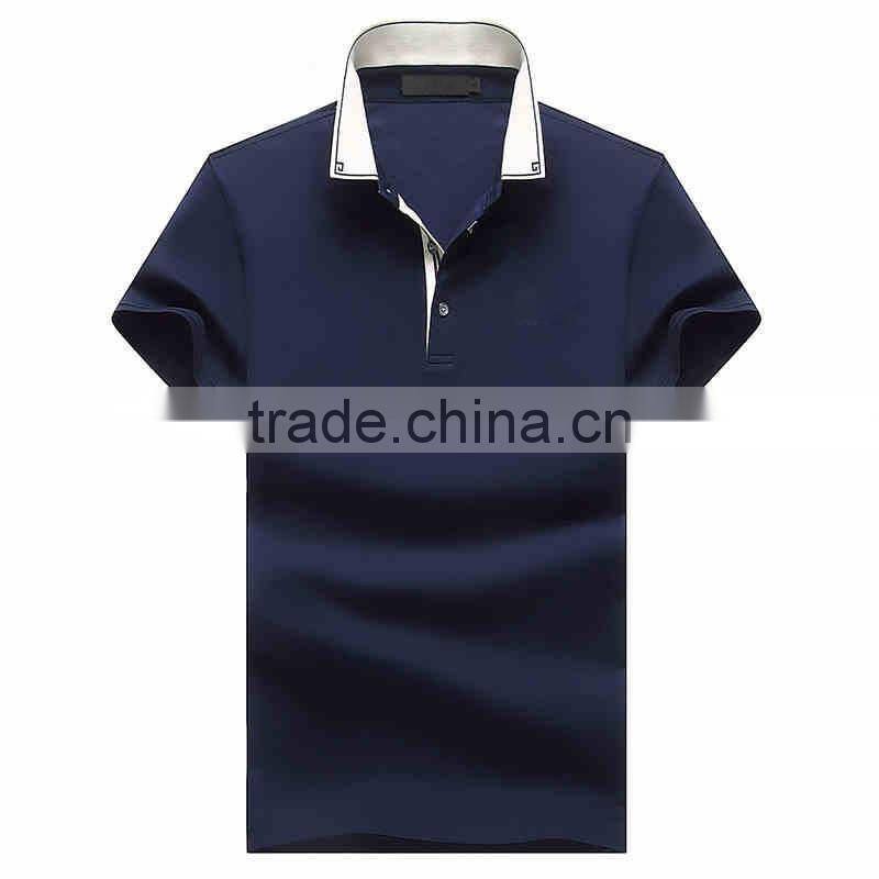 Custom 2016 latest fashion short sleeve contrast collar mens polo collar t shirt