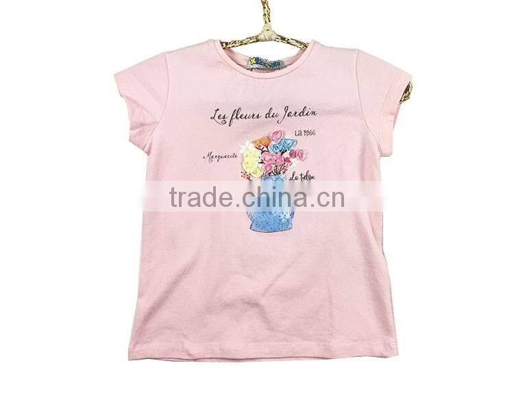 Girl summer short sleeve pink T-shirt