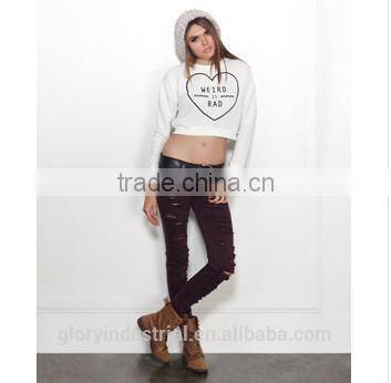 fashion sexy lady round collar printed hoody