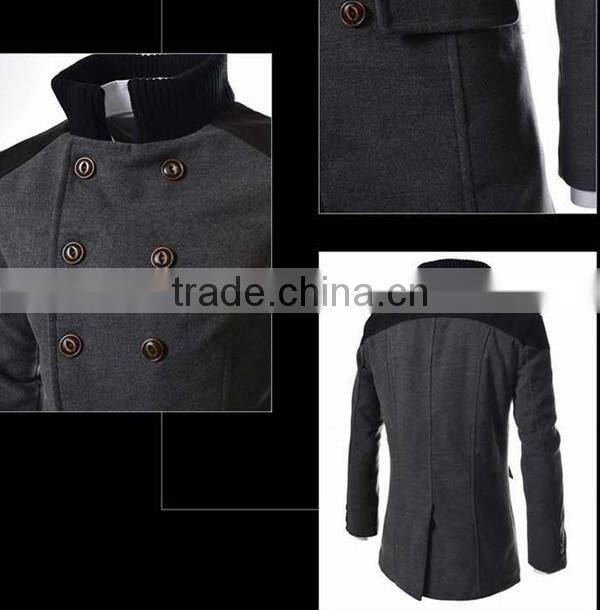 Hot sale long sleeve woolen black navy and gary warm 4 size for choice coat of wool