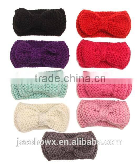 big bow crochet wide headband for babies, crochet baby headband