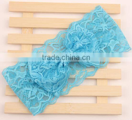 hot sale girl lace bow tie headband, girl wide lace headband