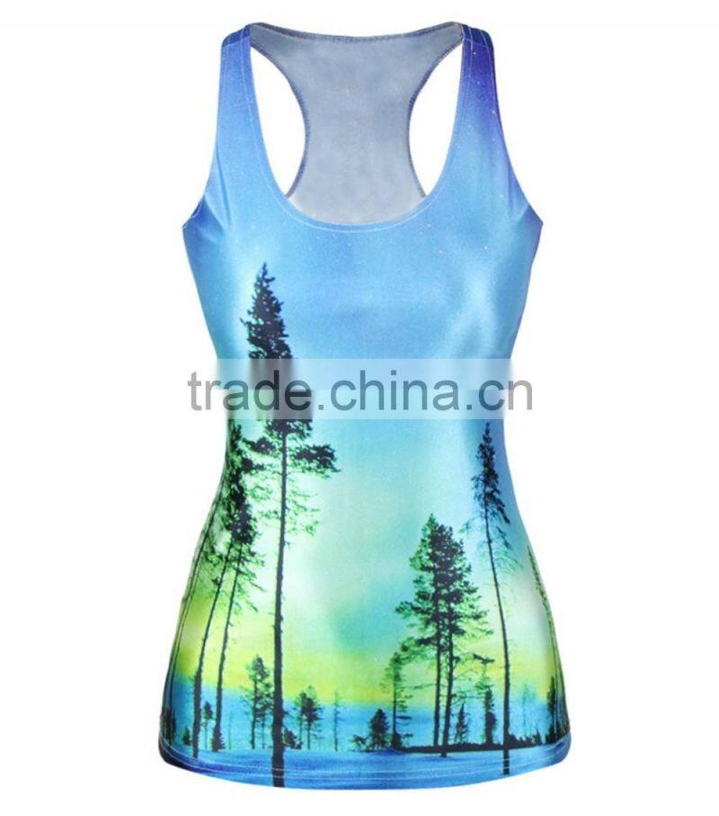 Top Fashion Women's Sublimation Printed Sleeveless T Shirt Vest Tank Tops sports clothes