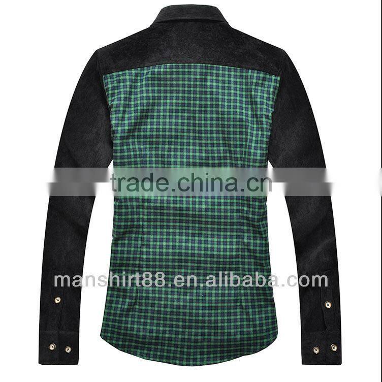 Men's slim fit flannel splicing winter shirt