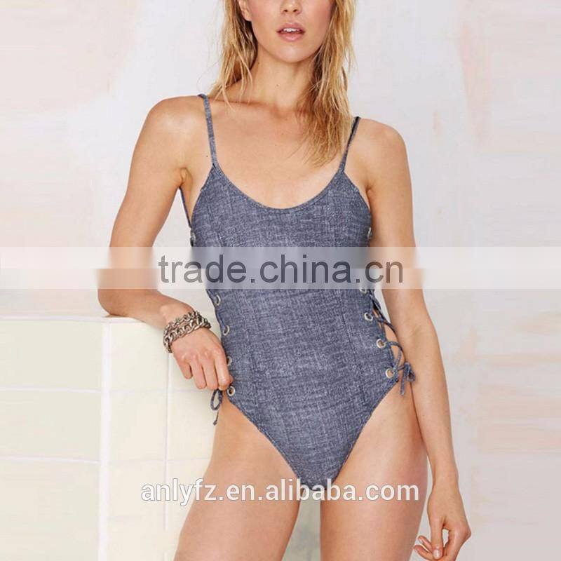 Hot Selling Ladies Swimwear Asymmetric Neckline One Price Swimsuit