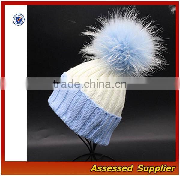 Custom fashion real raccoon fur pom pom hat beanie cap for wholesale free samples-T69-ZT