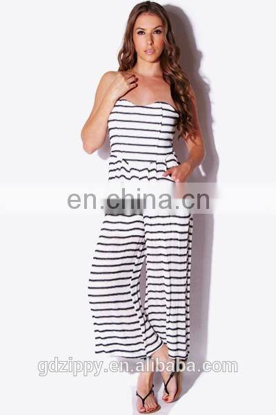 2015 New Summer Strapless Striped Knitted Woman Jumpsuit