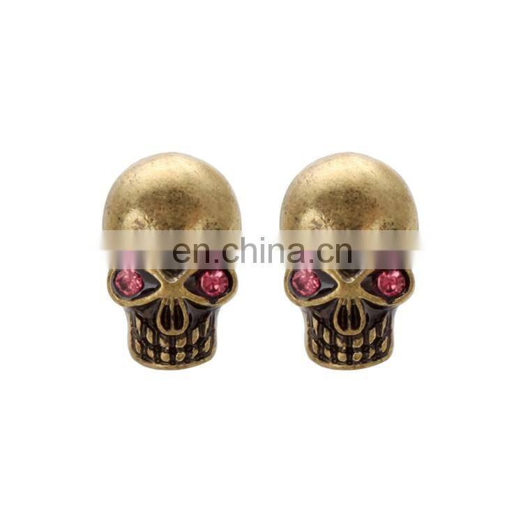 Jewelry wholesale steampunk bronze skull stud earrings for men