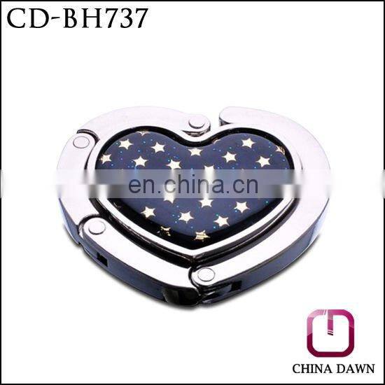 Simple heart shape colored painting bag hook with stars