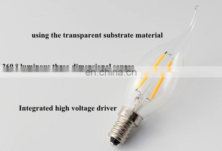 UL 120V input bright white 4500k dimmable transparent 6 watt led candelabra e12