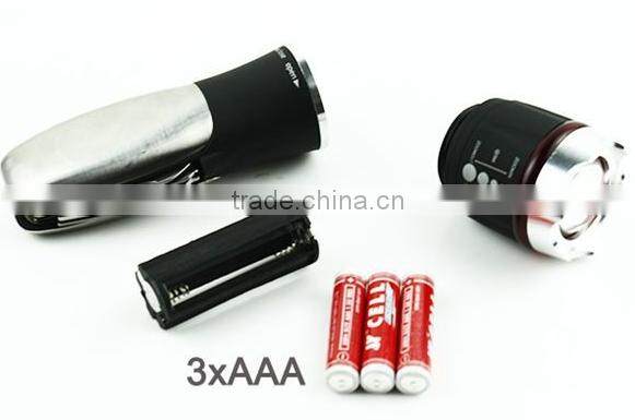 LED High power Zoom Adjustable Flashlight with Car Safety Tool