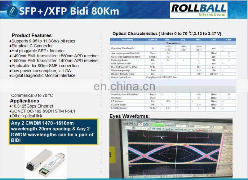 SFP+ BIDI 10G 40km 60km TRx 1270/1330nm LC SFP 10G module