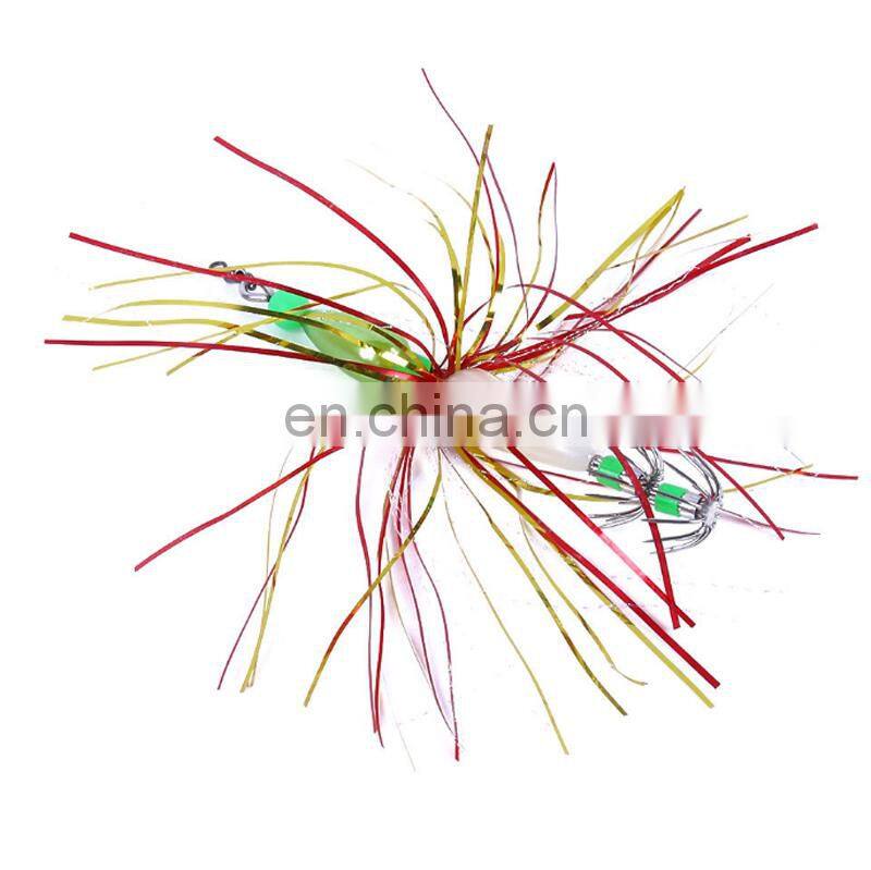 2pcs / box 10cm 8.7g fishing lures pesca Luminous Hard Squid Jig Hooks with Soft Skirts