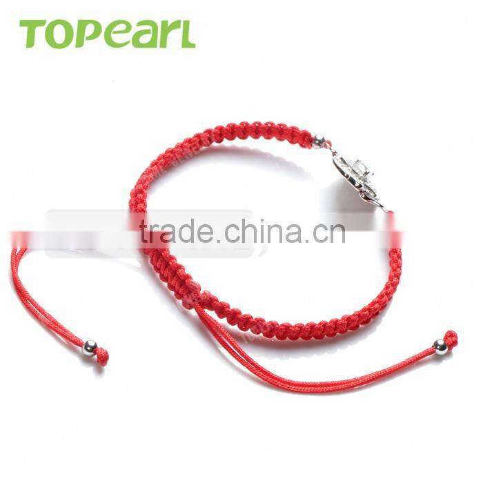 Topearl Jewelry Fashion Girls Jewelry 925 Sterling Silver Beads Flower Charm Hand-knitted Bracelet Gift 9SB32