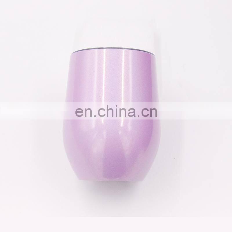Hangzhou Watersy Colorful Outdoor Egg Shaped Powder Coating 12oz vacuum insulated stainless steel water bottle tumbler with lid