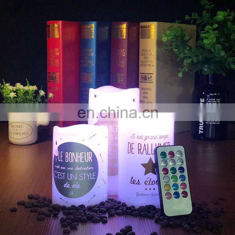High Quality Home Decoration Scented Candle Custom Logo Printing Electric Candle With 18 Buttons Remote Control