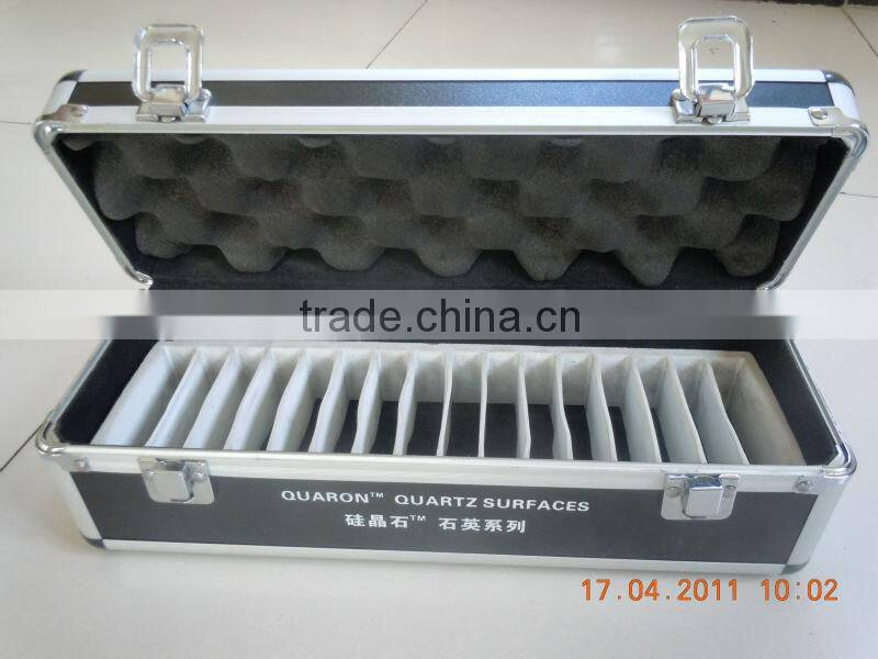 carrying quartz stone sample show case,sample display carry case with handle and locks