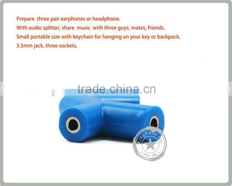 OEM branch shape headphone music 3 way splitter