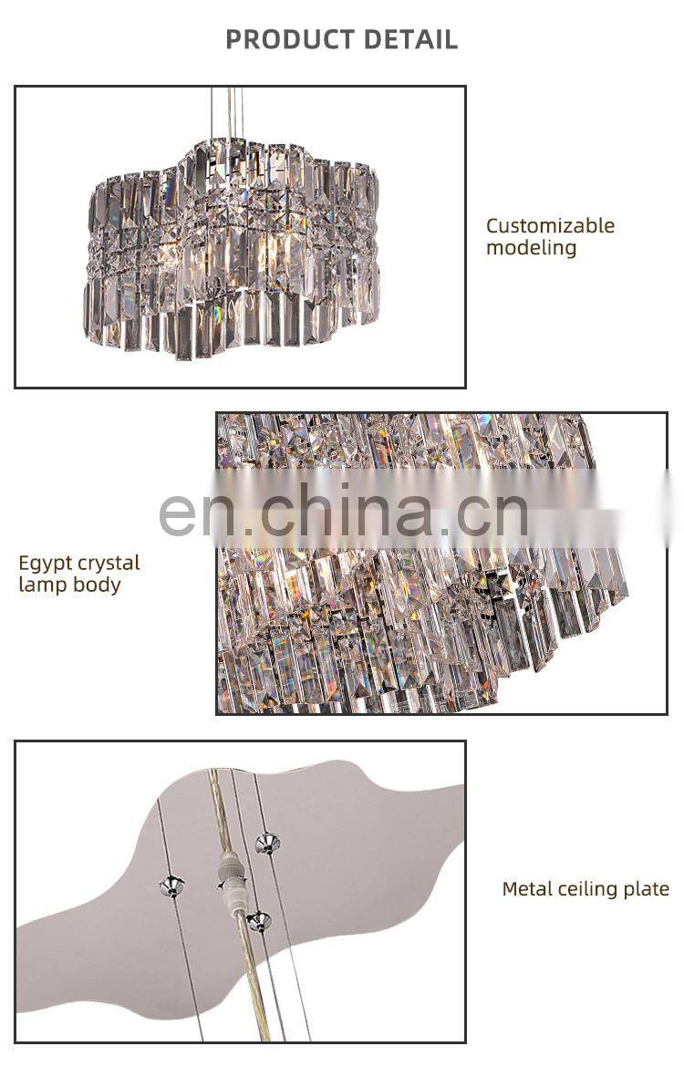 HUAYI Modern Pendant Ceiling Lamps Crystal Chandelier Lights Hanging Light Fixture for Living Room
