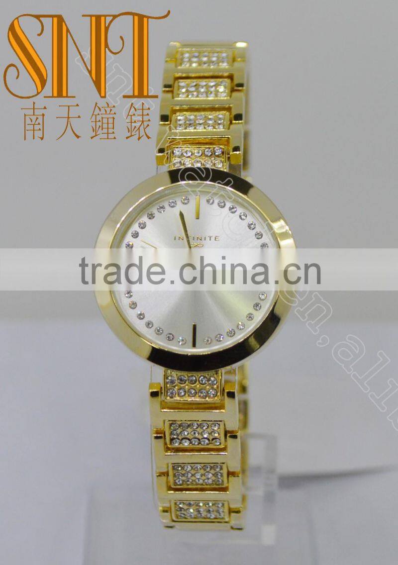 SNT-LA125-LA127 Gold Sunray Dial With Stone For Lady