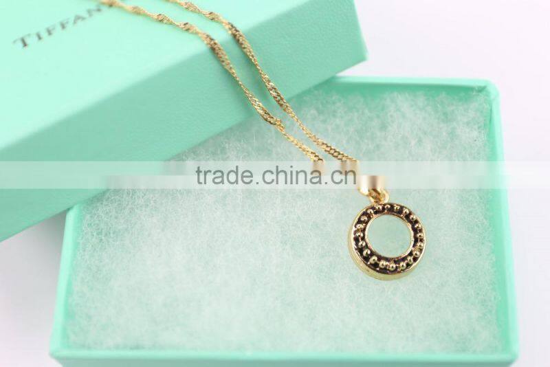 Fashion design simple gold plated wave brass chain ring necklace