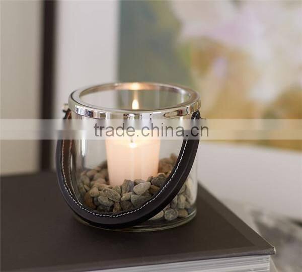 bowl shape clear color metal material hanging candle holder
