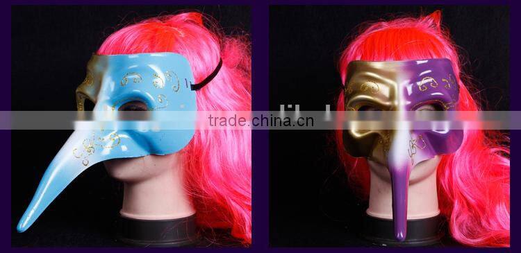 painted venetian masquerade mask, Halloween long nose mask