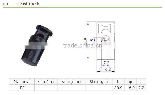 Plastic Cord Stopper Barrel Cord Lock for apparel accessories