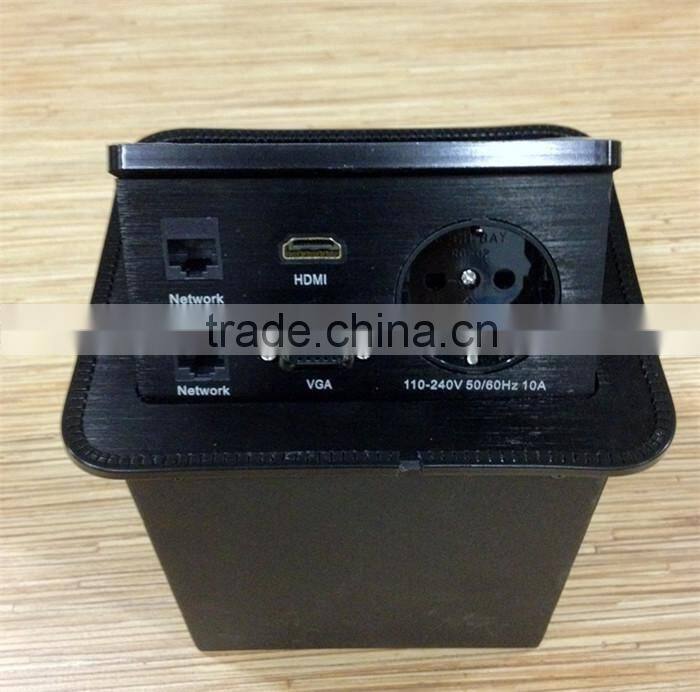 BW-T651 Multimedia Connection Panel Desk VGA/Pop Up Power Socket For Meeting Table
