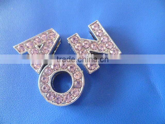 Made in China Crystal Metal Jewelry 10mm rhinestone slide bracelet letters