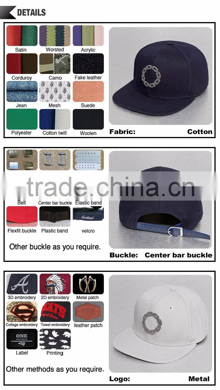 Wholesale High Quality metal logo leather strap buckle snapback hat