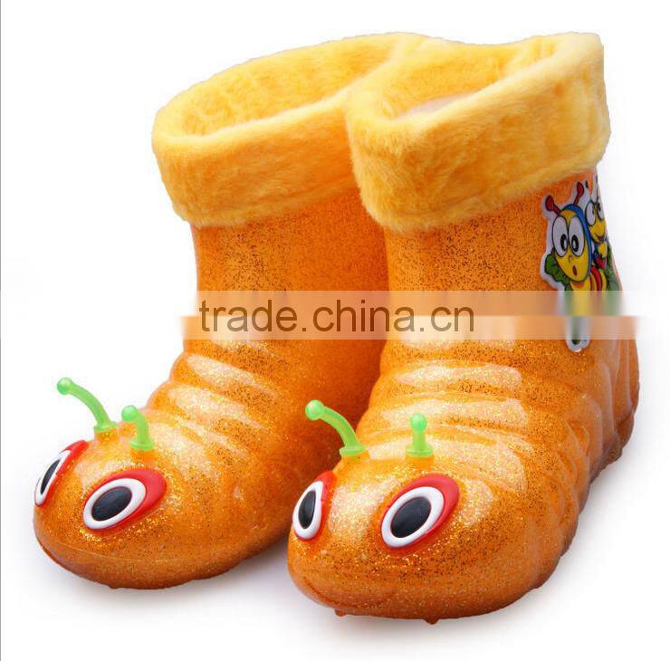 Children with Miantao in barreled boots Child boots children cartoon transparent PVC waterproof rain boot