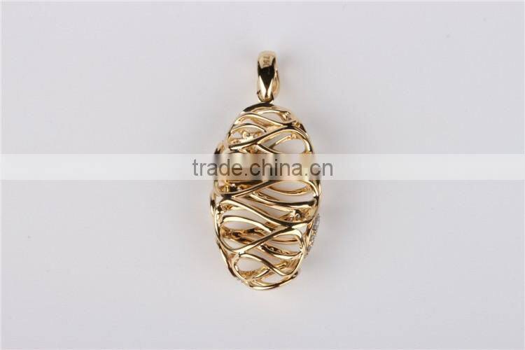 2015 new design fashion jewelry 18K rose gold diamond leaf pendants micro set