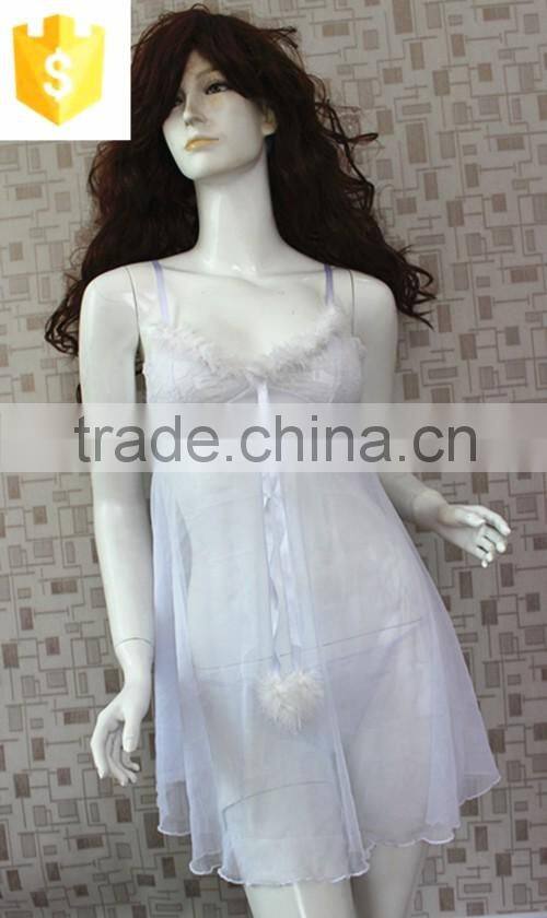 Hot sexy unique Net gauze material flower lingerie babydoll nighty dress