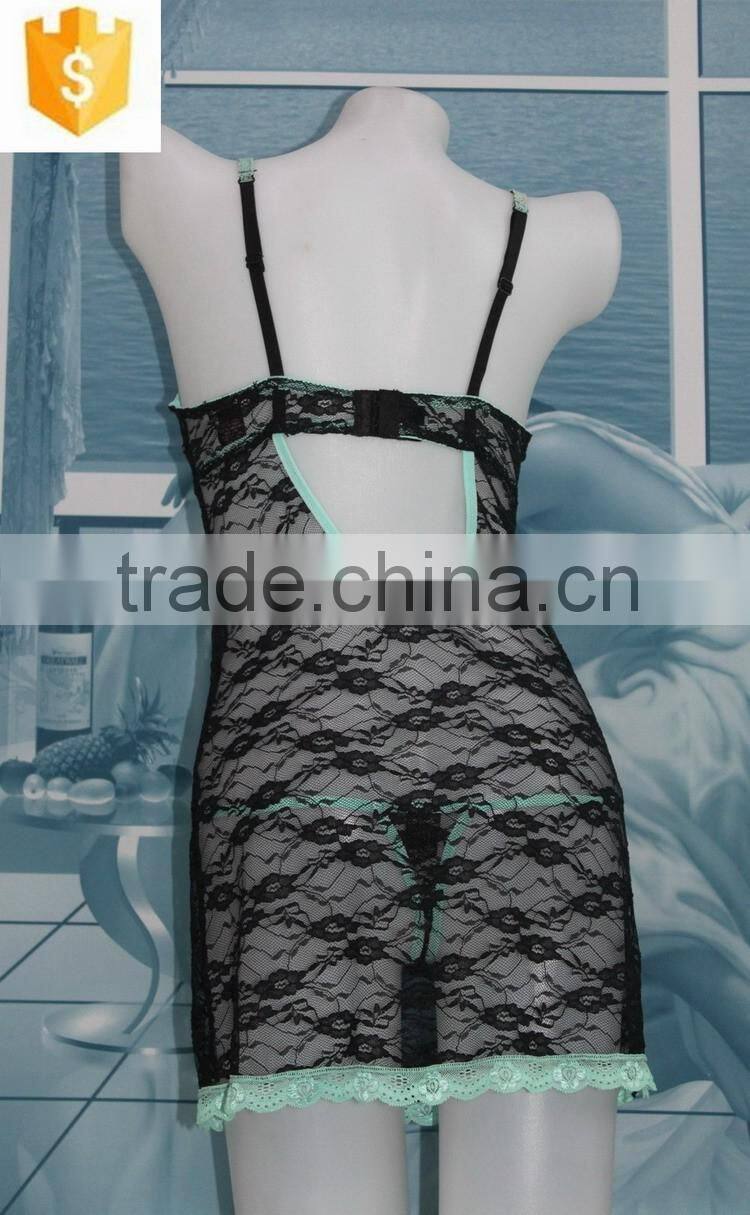 Wholesale Sexy Womens Underwire Lingerie Set Cool Lace Bra Underwear G-string Ladies Sleepwear Nightwear