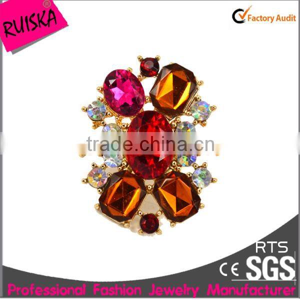 Caroline Jewelry Latest Arrival Red Fashion Brooch With Brown Square Stone AB Crystal