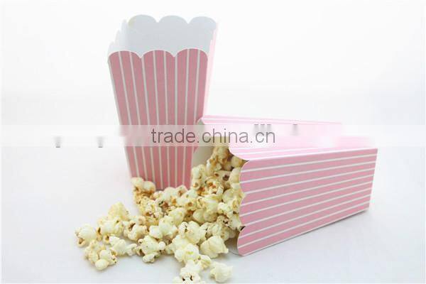 Pink Striped Treat Box Customized Popcorn Boxes