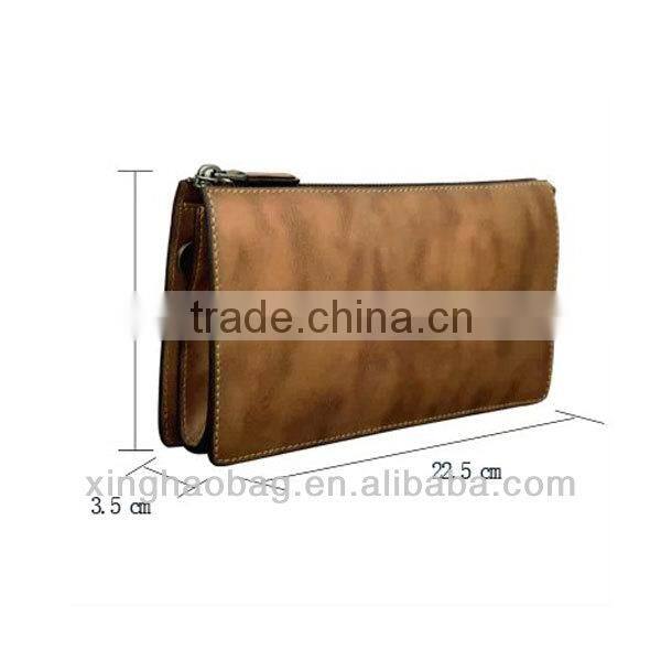 Full grain leather men handbags and purses with wrist