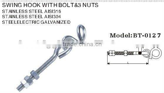 Swing hook with bolt and plastic washer in China manufacturer rigging hardware